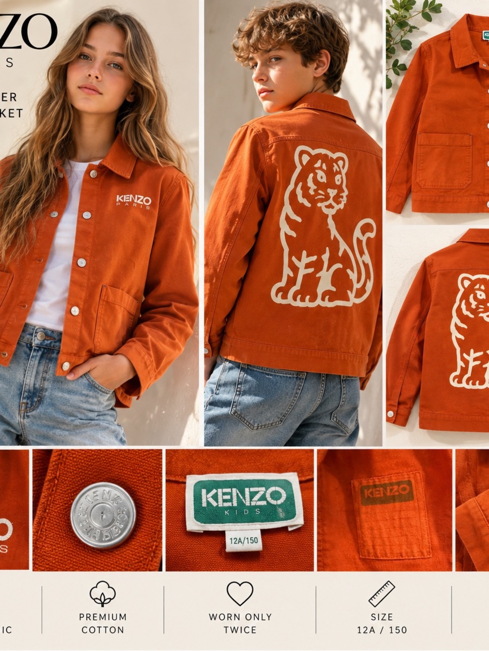 🔥 KENZO KIDS Kotora Tiger Jacket in a gorgeous terracotta orange!